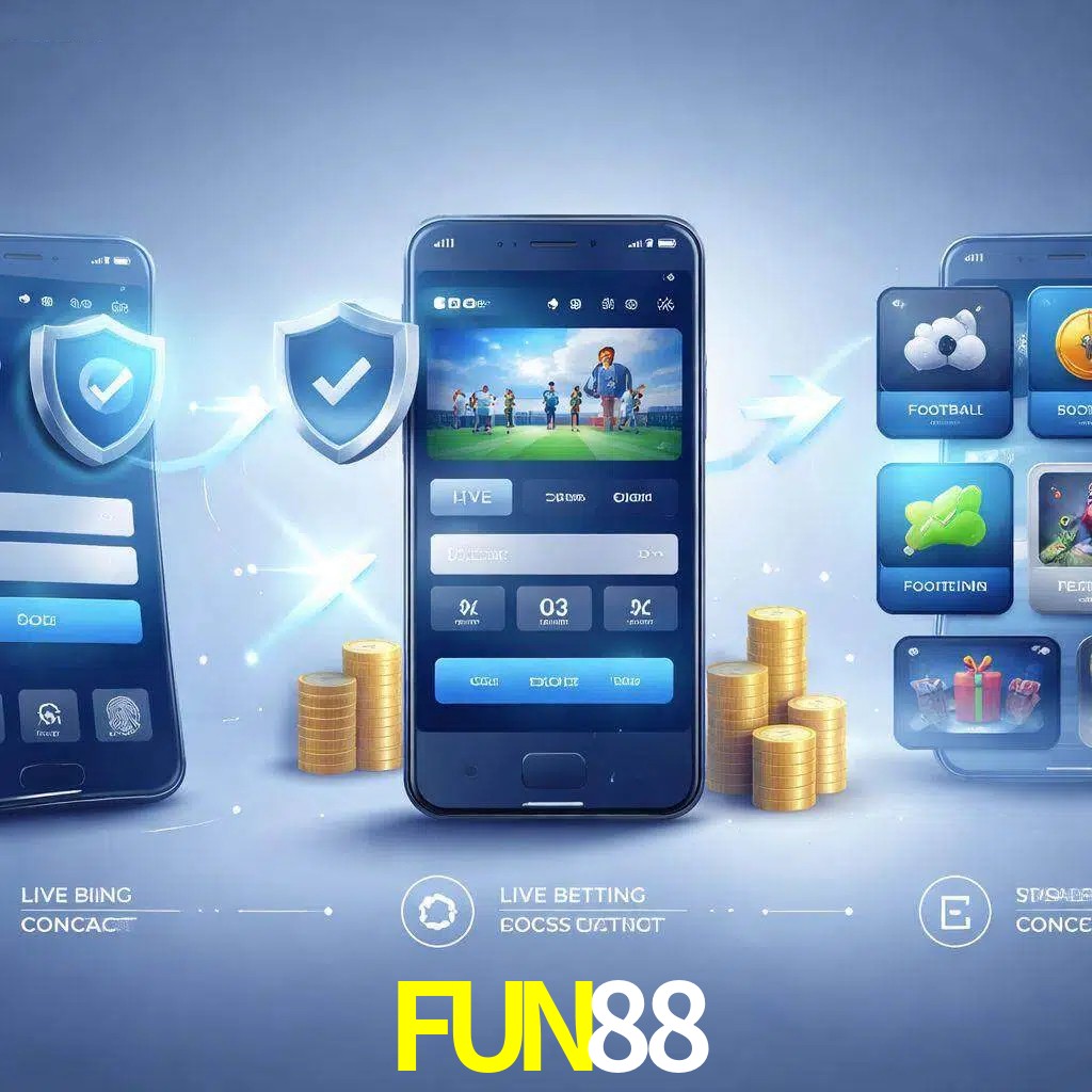 Pasos de acceso a la app FUN88 en pantalla de teléfono móvil